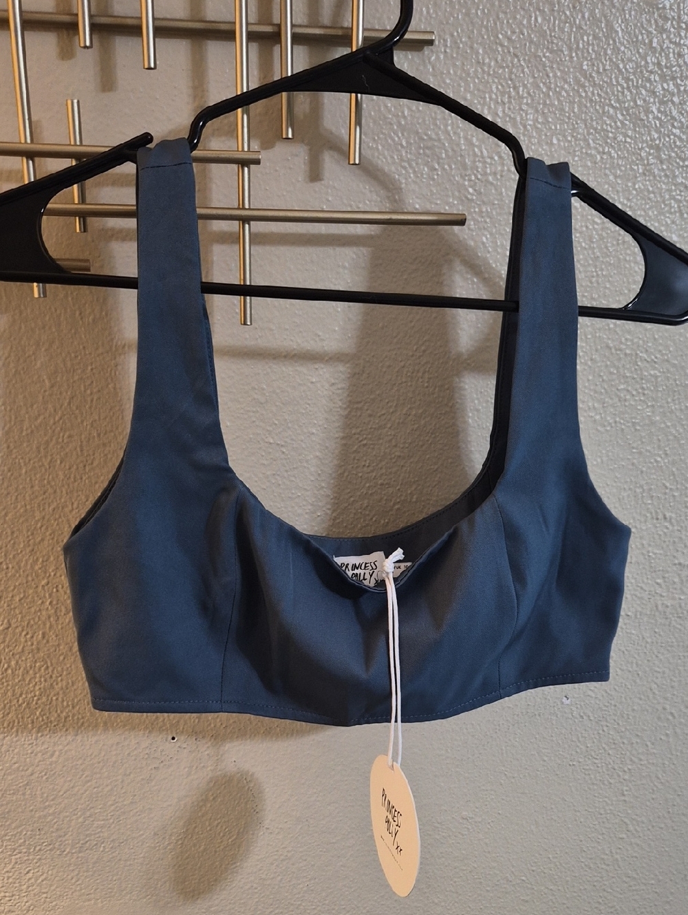 Princess Polly Slate Blue Scoop Neck Crop Top